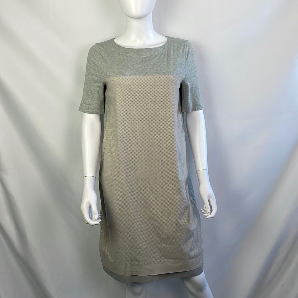 Fabiana Fillipi Taupe Pierced Leather And Cotton Tee Dress